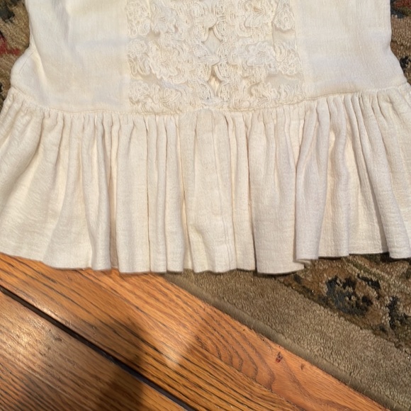 Zara embroidered white top size extra small pleated bottom - Picture 3 of 5